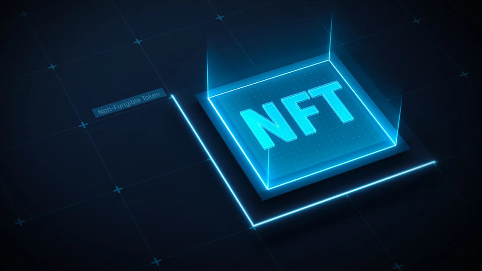 icononografy of nft -non fungible tokens - in blue 